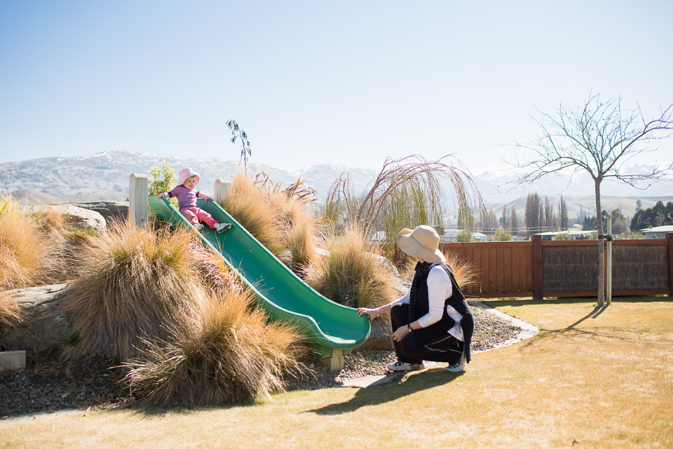 Kids play at Central Otago vineyards during Wanaka Wine Tours wine tasting tour